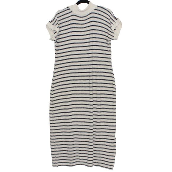 Mango MNG Striped Navy & Cream Maxi Knit Dress Size Large - Picture 5 of 7